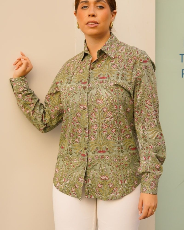 Camisa Estampada Rosa Oscuro