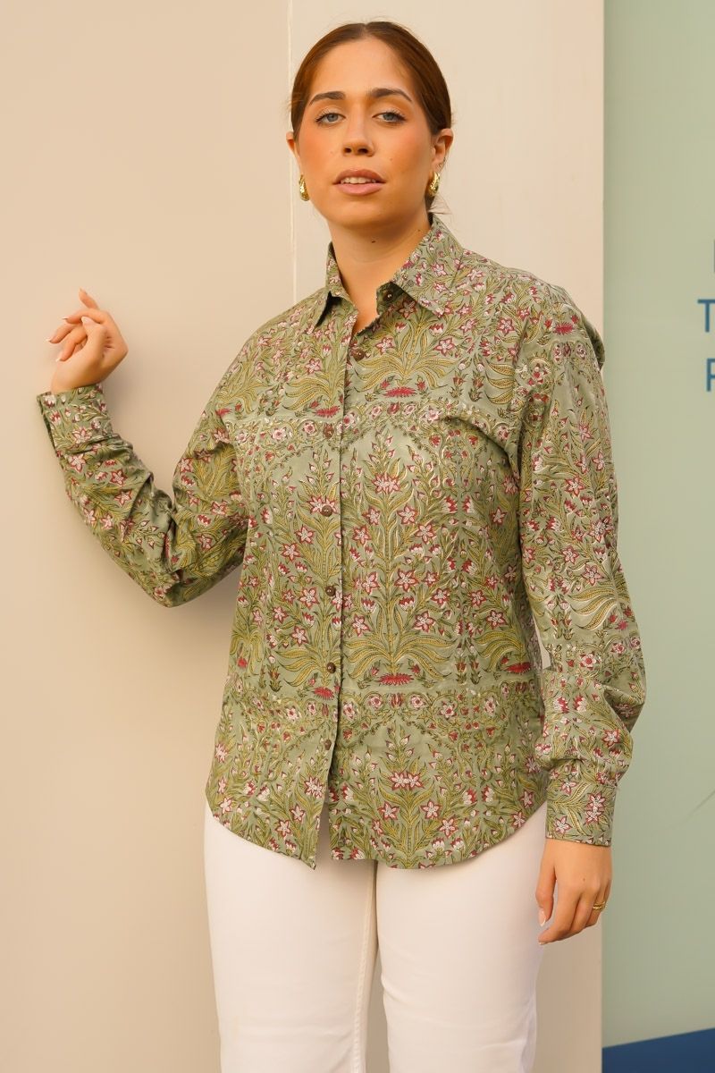 Camisa Estampada Rosa Oscuro