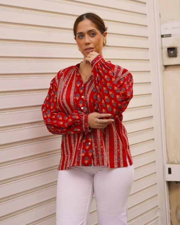 Camisa Estampada Rojo Vivo