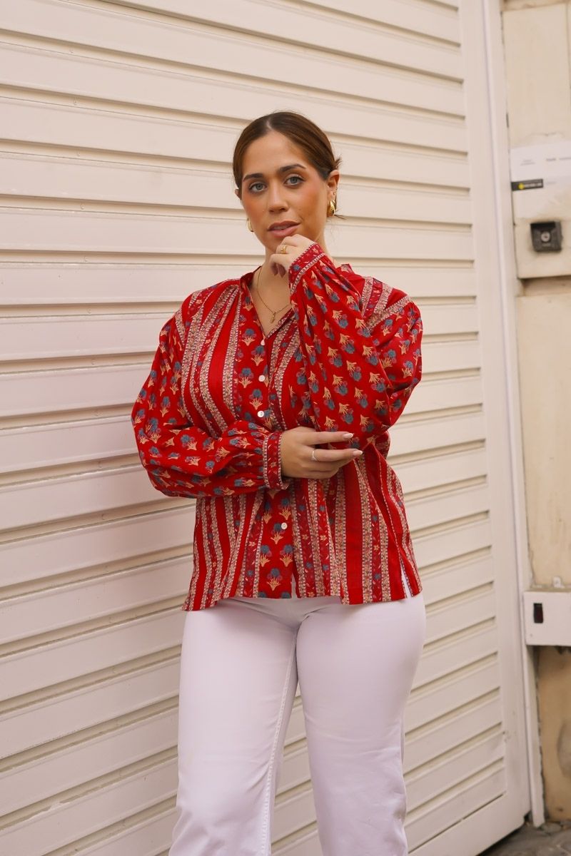 Camisa Estampada Rojo Vivo