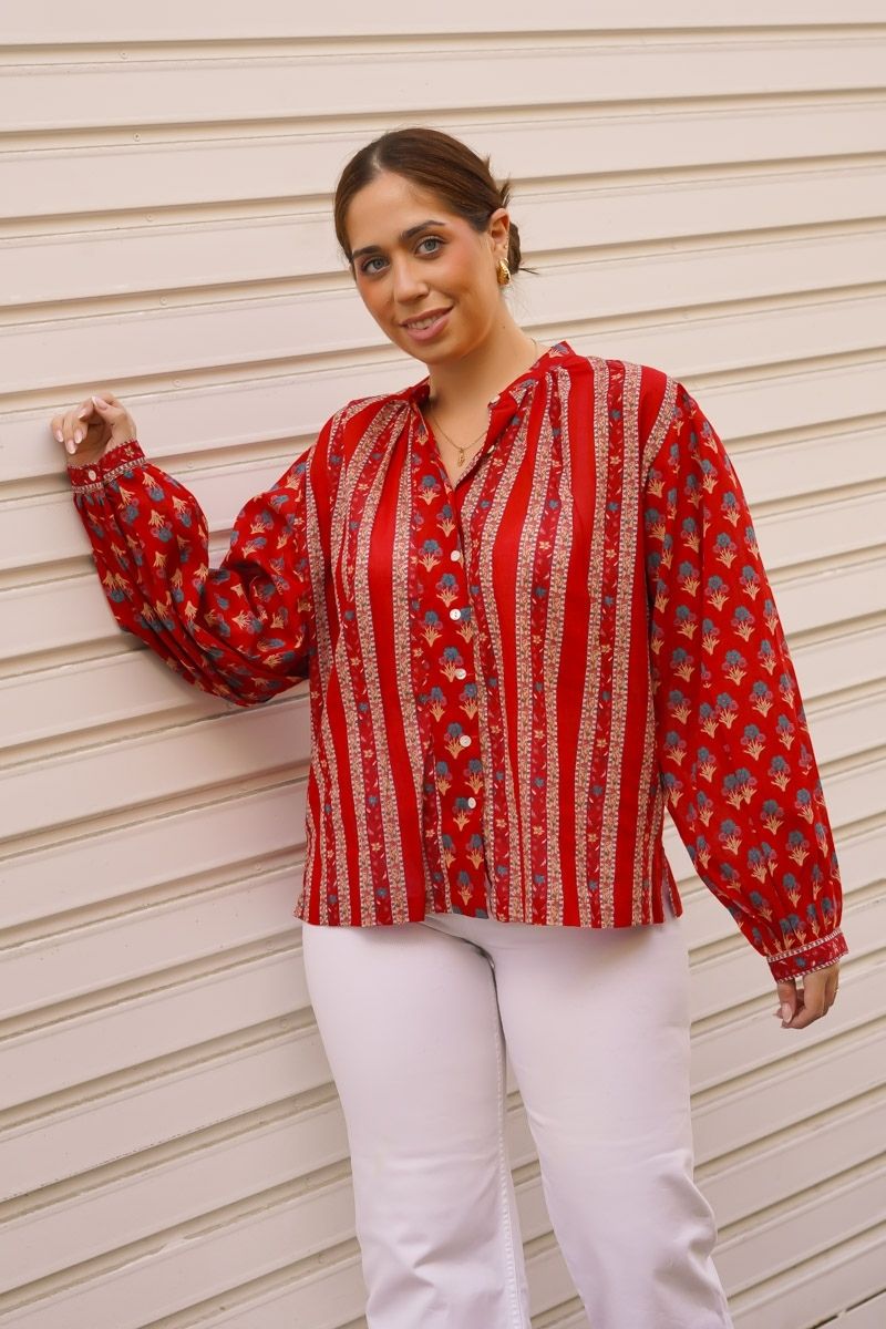 Camisa Estampada Rojo Vivo - Imagen 2