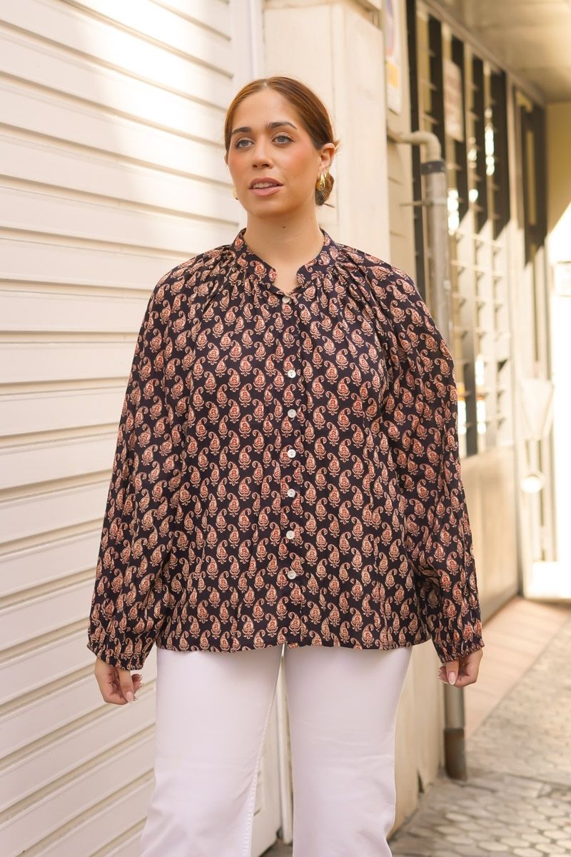 Camisa Estampada Burdeos