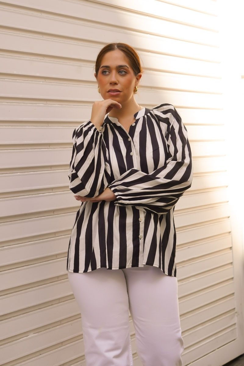 Camisa Estampada Rayas Negras - Imagen 4