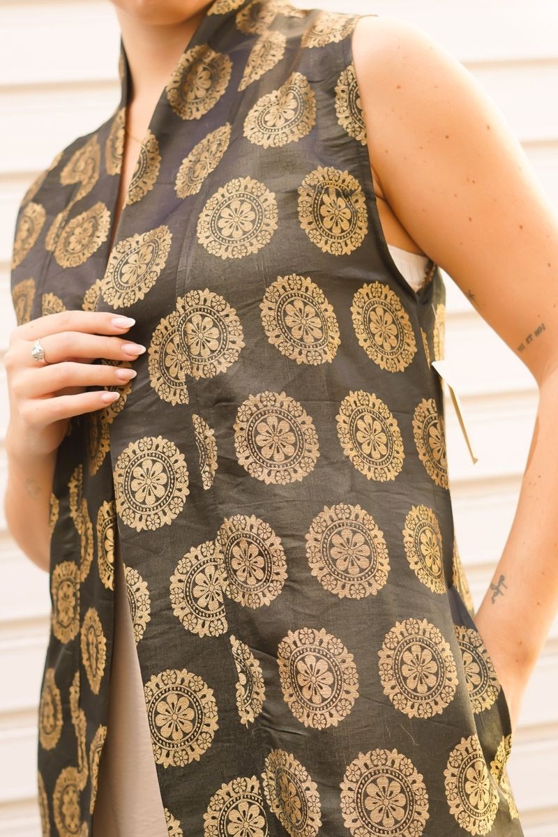 Kimono Estampado Dorado - Imagen 3