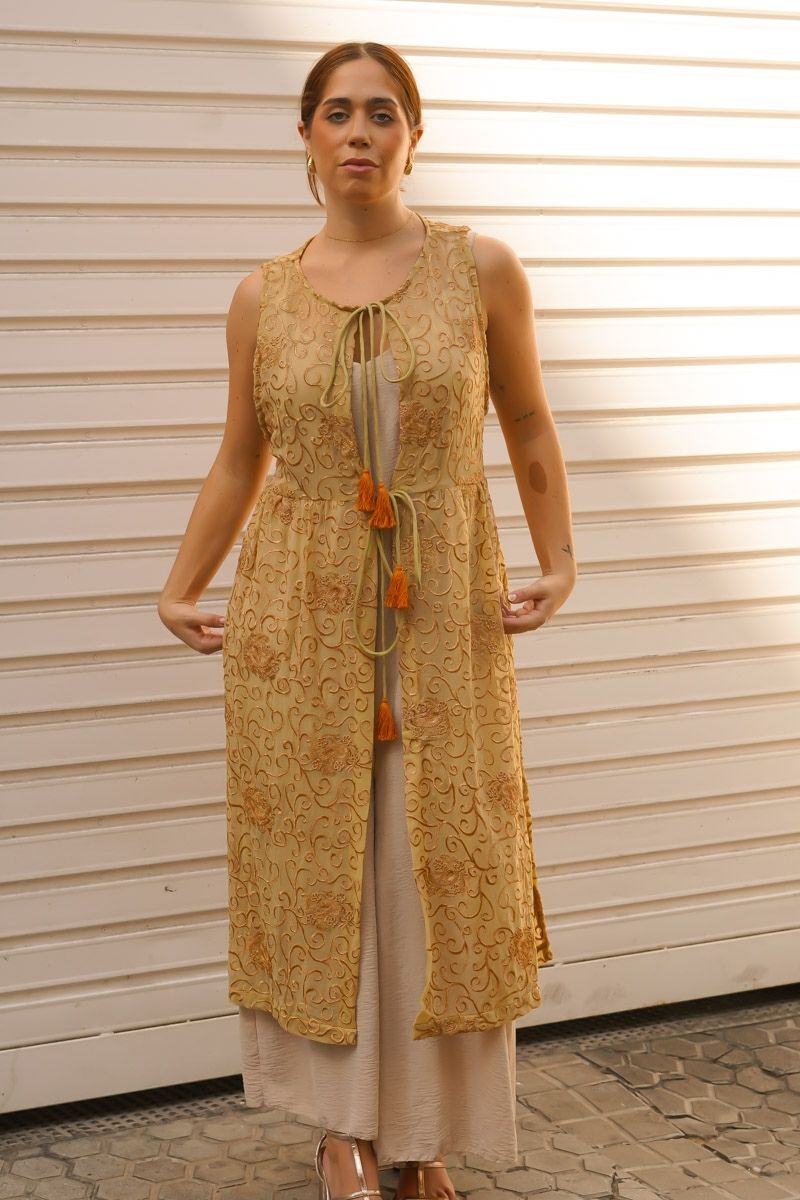 Kimono Dorado Pompones