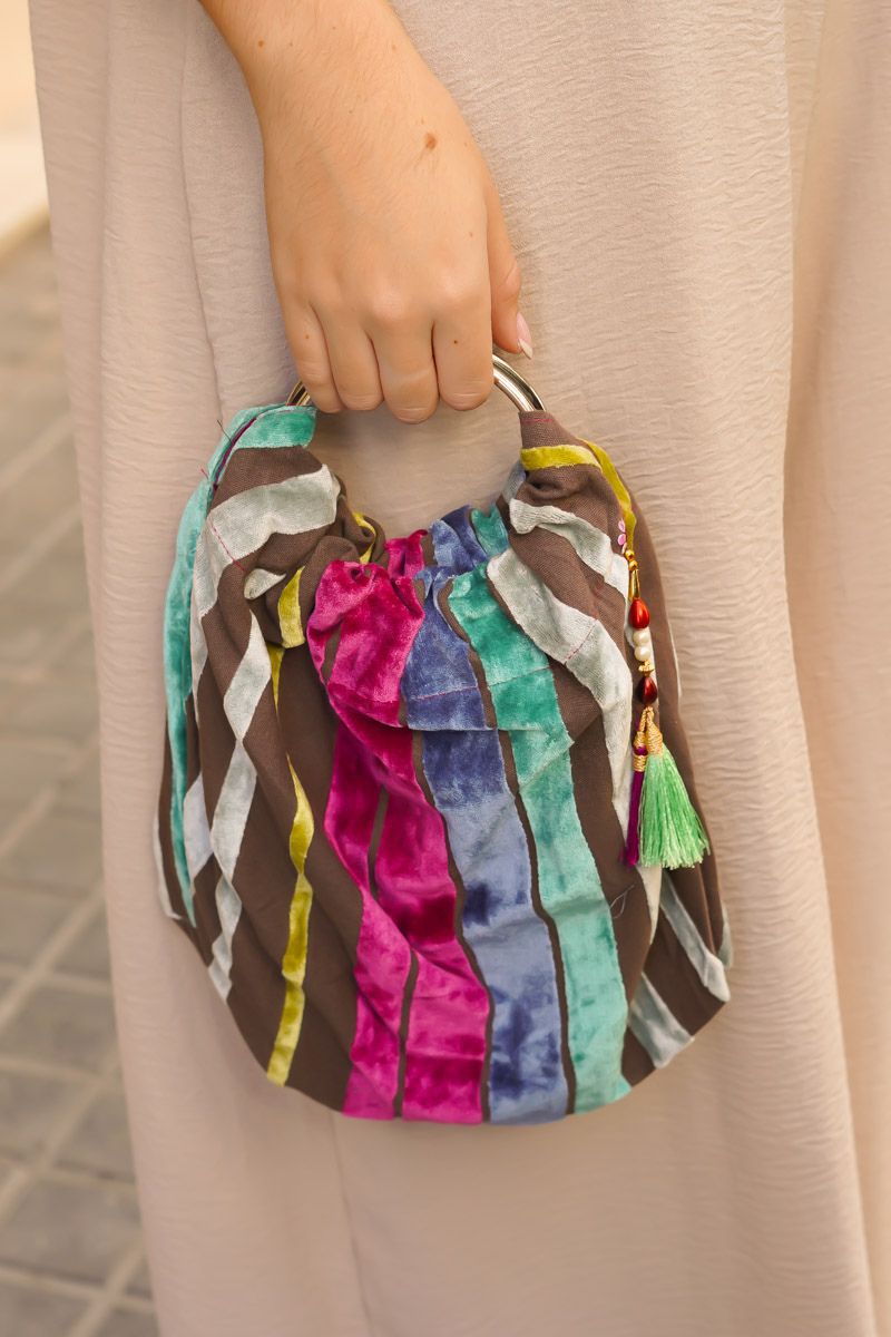 Bolso Rayas Asa Plateada