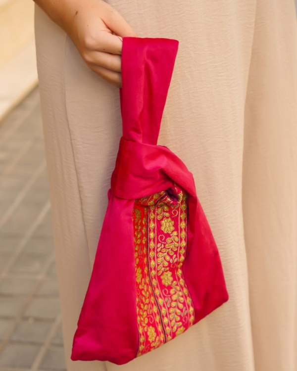 Bolso Rosa Cenefa Dorada