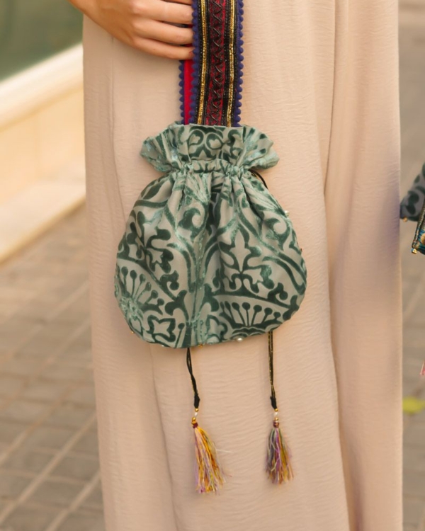 Bolso Tela Verde Agua Cenefa