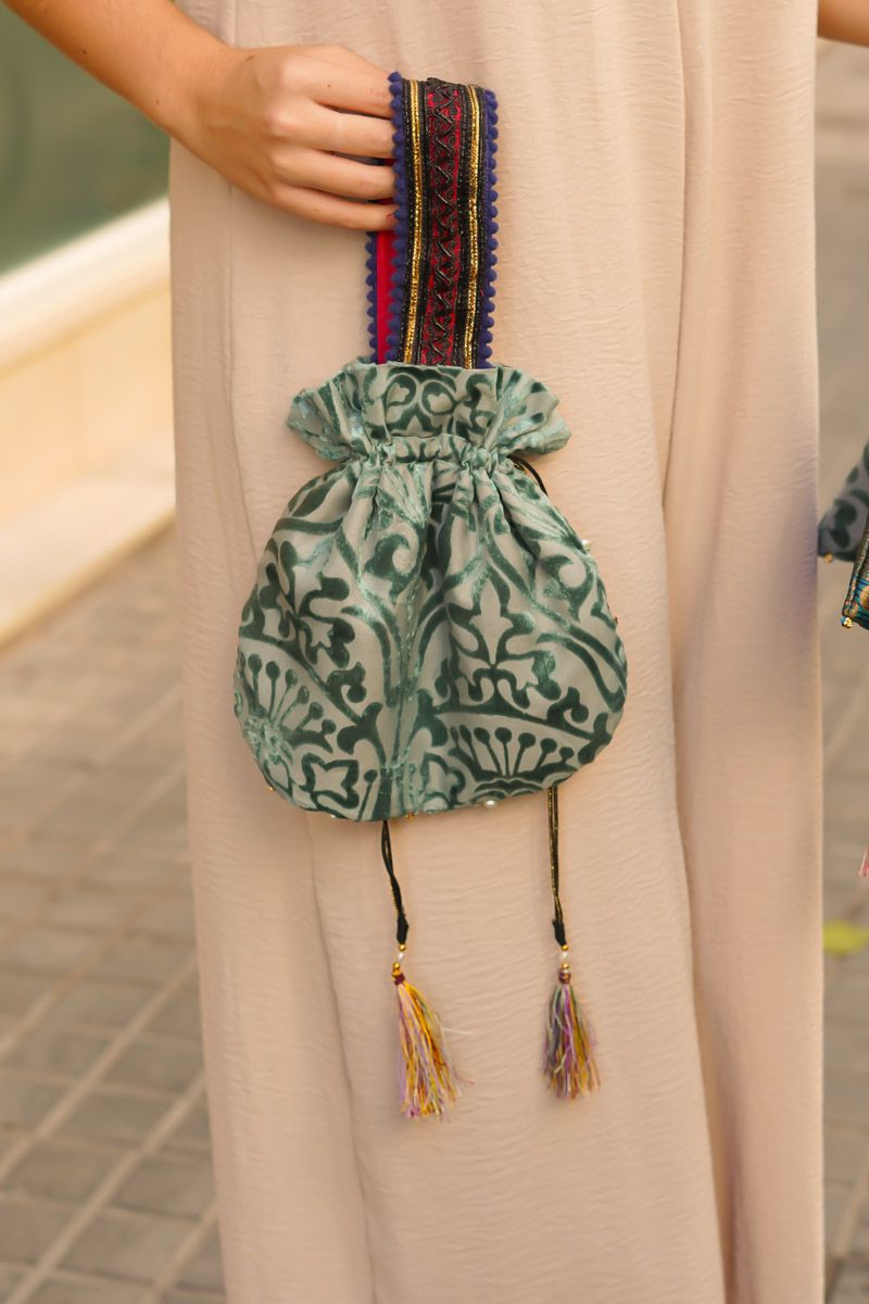Bolso Tela Verde Agua Cenefa