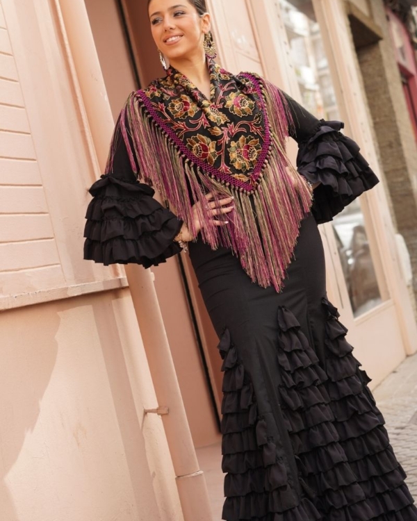 Mantoncillo Flamenca Buganvilla Dorado