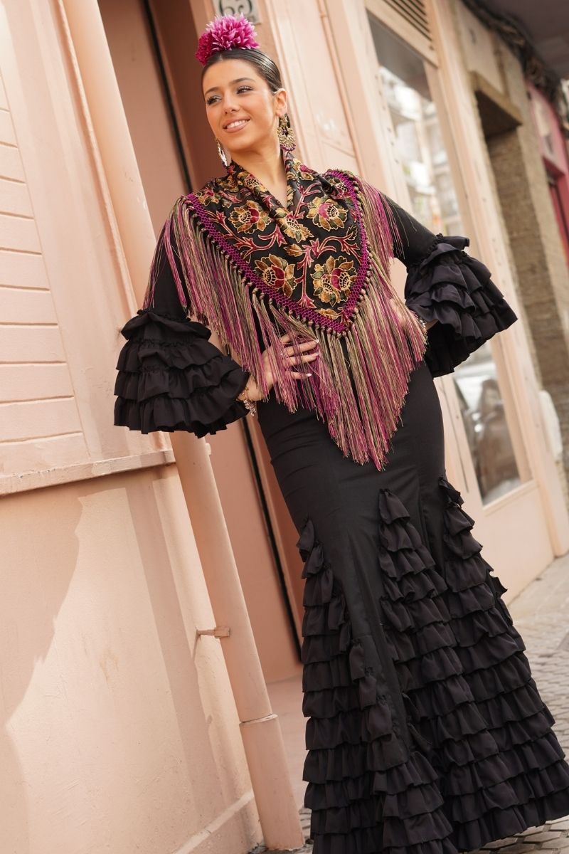 Mantoncillo Flamenca Buganvilla Dorado