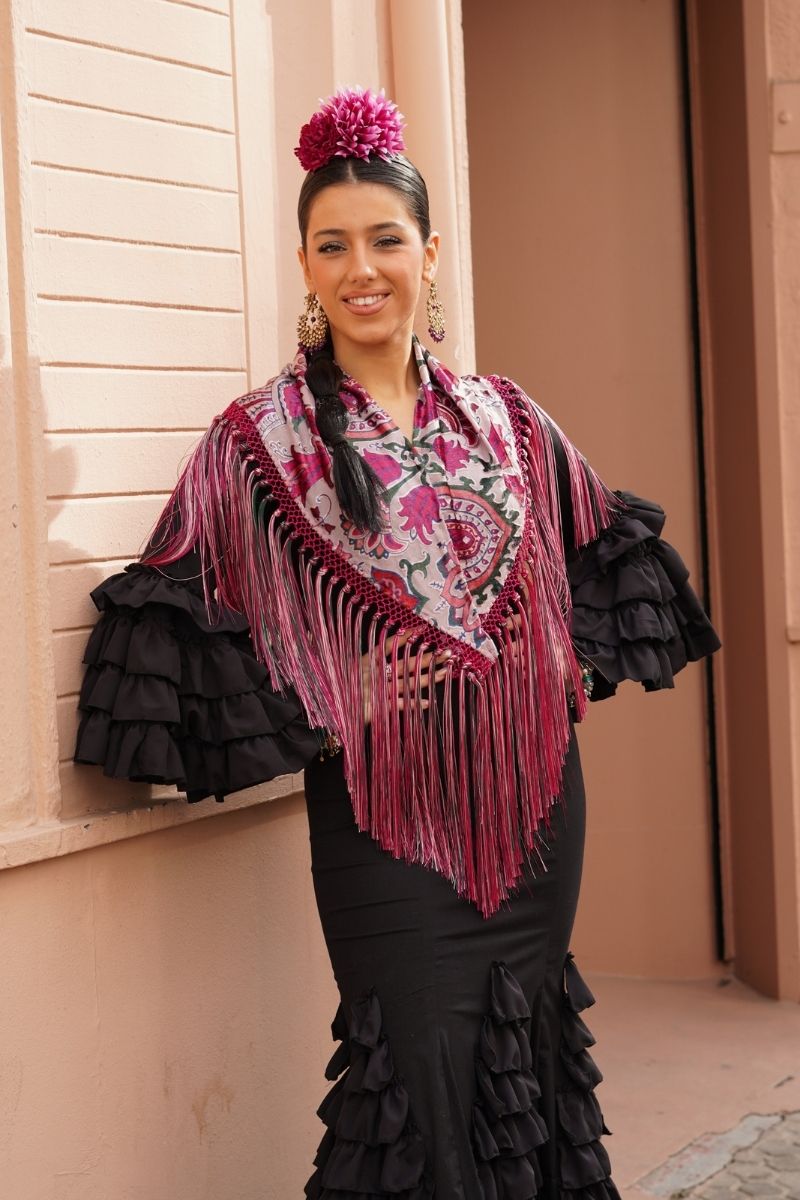 Mantoncillo Flamenca Terciopelo Rosa - Imagen 2