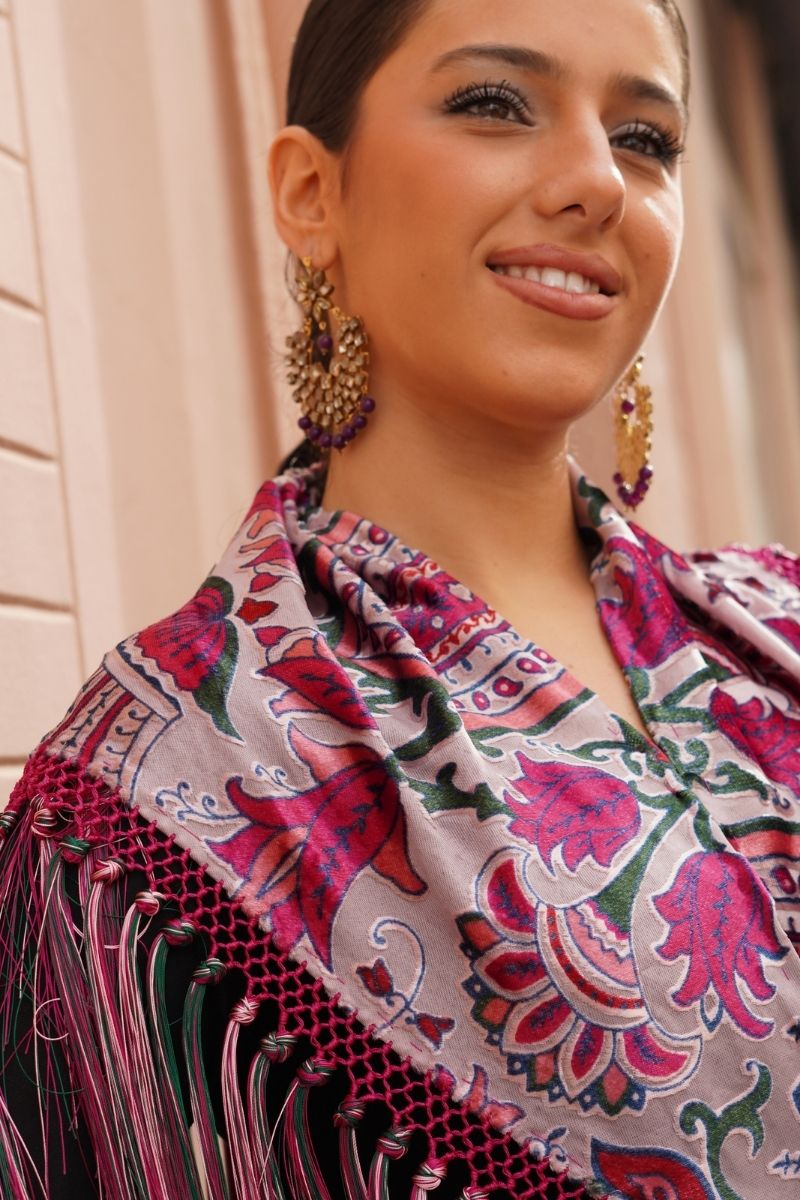 Mantoncillo Flamenca Terciopelo Rosa - Imagen 3