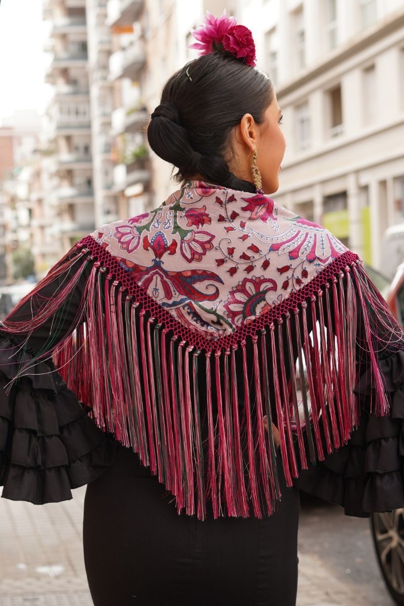 Mantoncillo Flamenca Terciopelo Rosa - Imagen 5