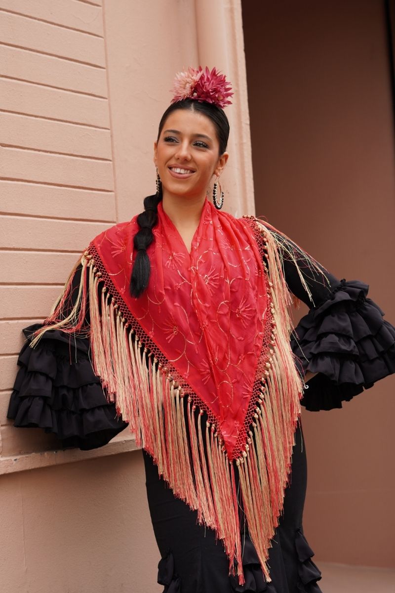 Mantoncillo Flamenca Gasa Fucsia - Imagen 2