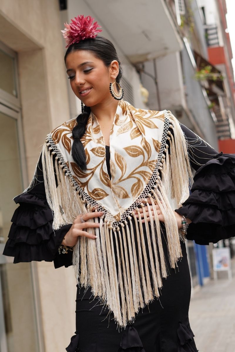 Mantoncillo Flamenca Terciopelo Tostado - Imagen 4
