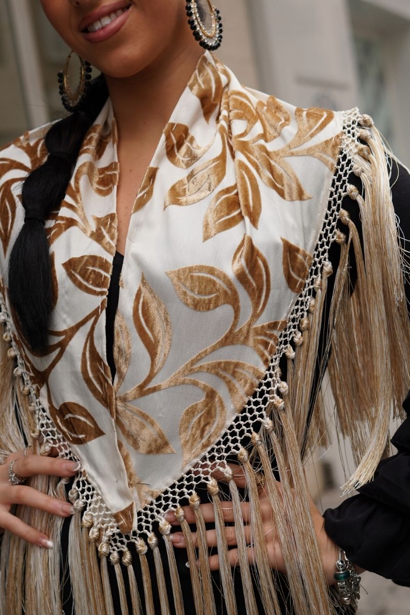 Mantoncillo Flamenca Terciopelo Tostado - Imagen 5