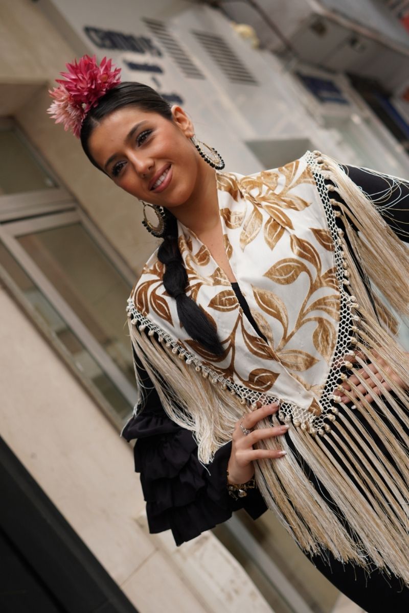 Mantoncillo Flamenca Terciopelo Tostado - Imagen 6